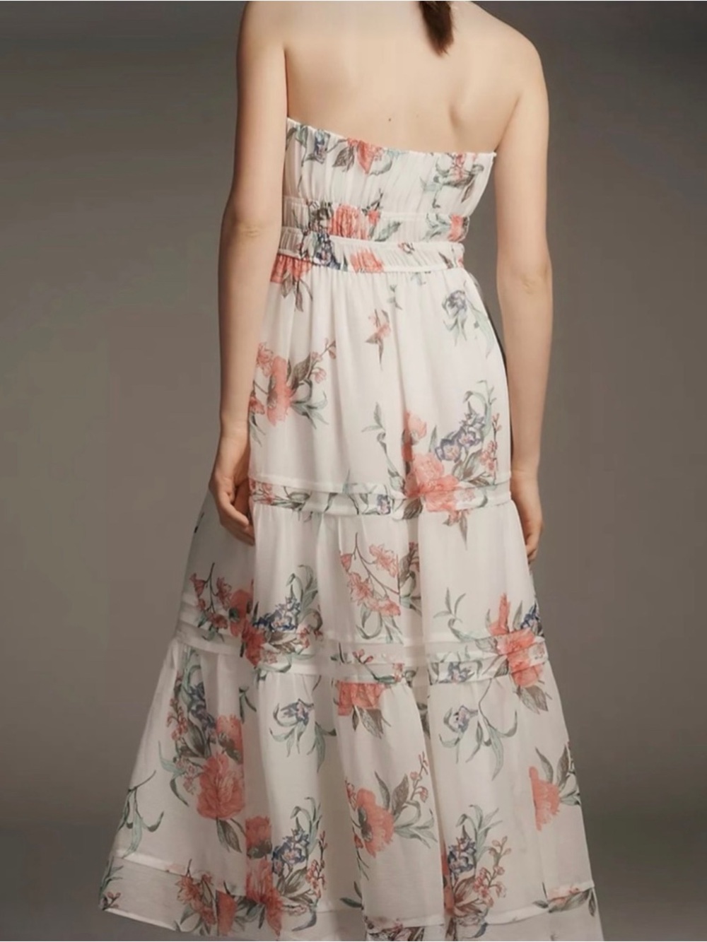 Anthropologie Somerset Ivory Floral Strapless Midi Dress Size Large NWT - Picture 2 of 7